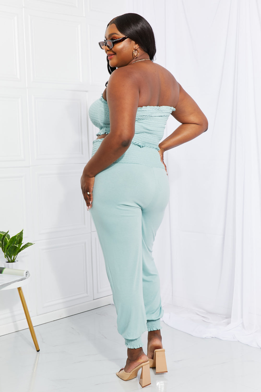 Smocked Tube Top & Jogger Pants Set