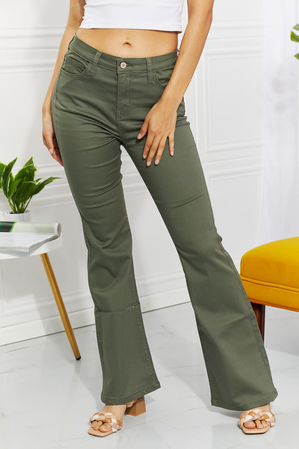 High Rise Bootcut Color Denim Pants