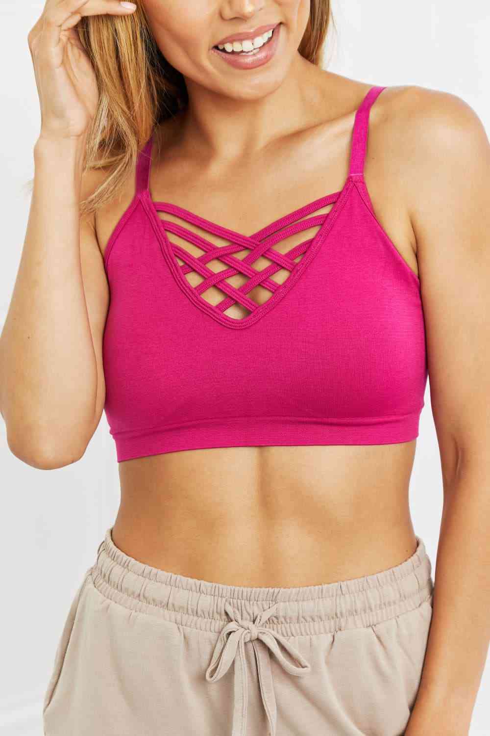 Front V-lattice Bralette With Removable Bra Pads