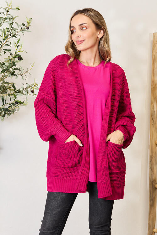 Low Gauge Waffle Open Cardigan Sweater