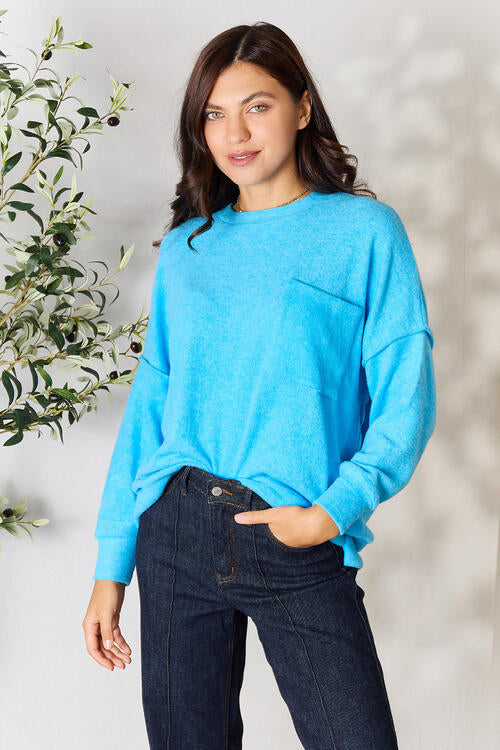 Brushed Melange Drop Shoulder Oversized Sweater