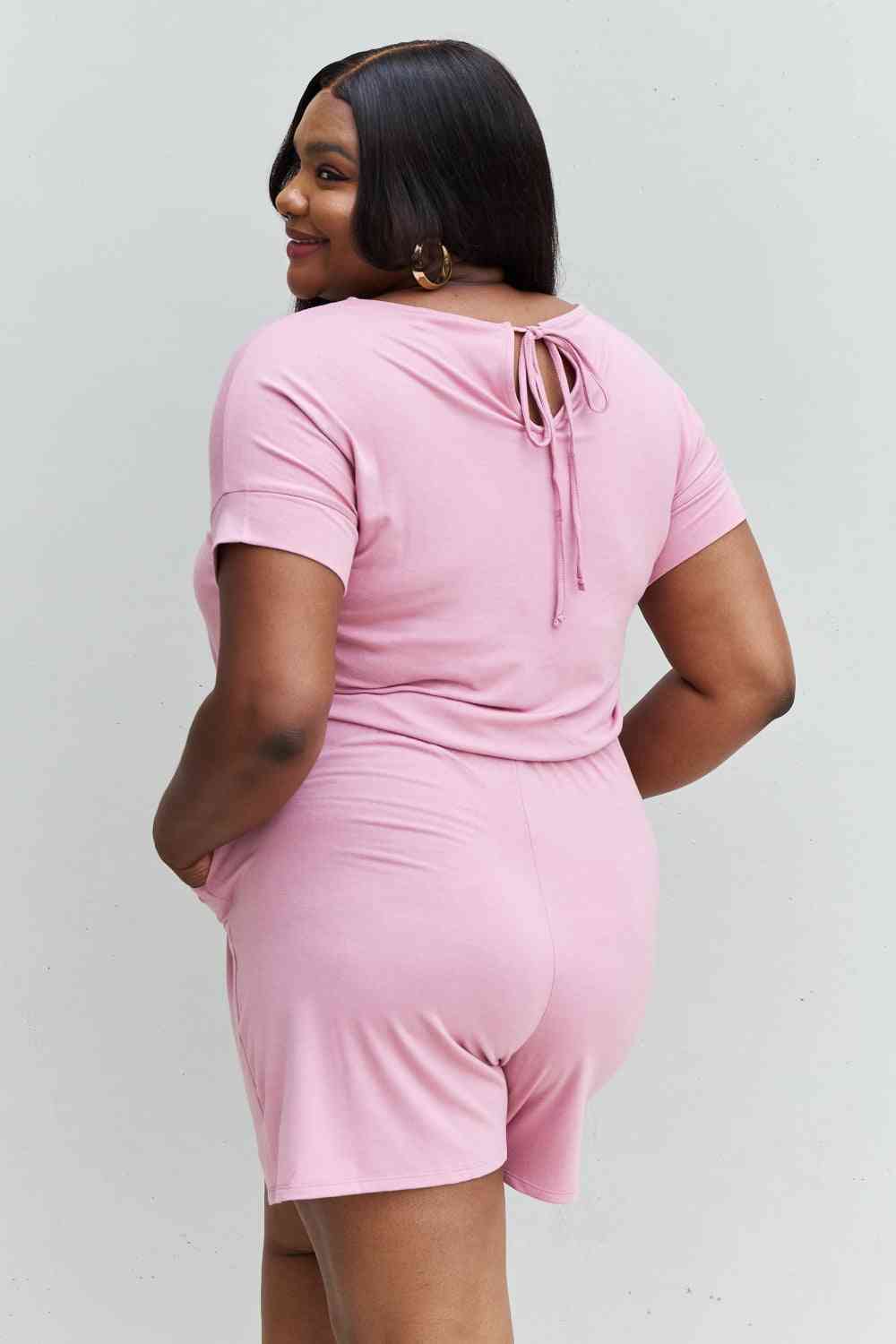 Romper With Elastic Waist & Back Keyhole Opening