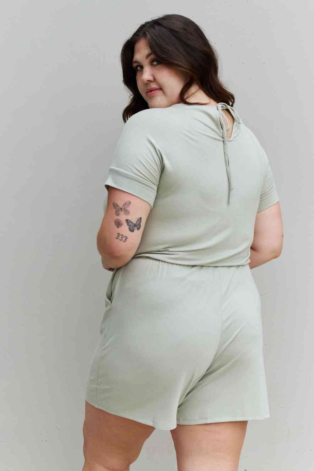 Romper With Elastic Waist & Back Keyhole Opening