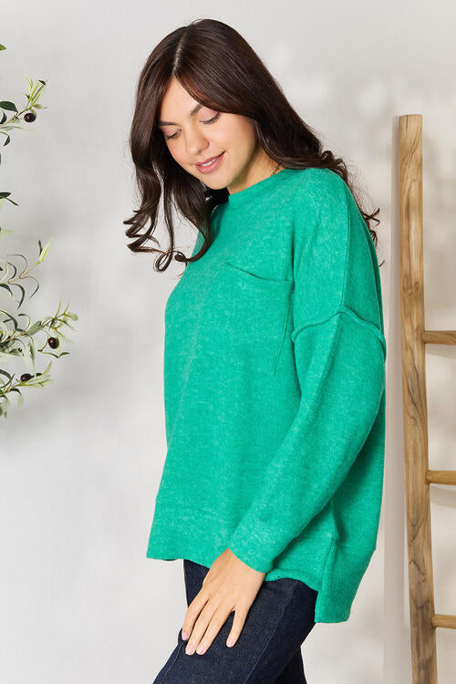 Brushed Melange Drop Shoulder Oversized Sweater