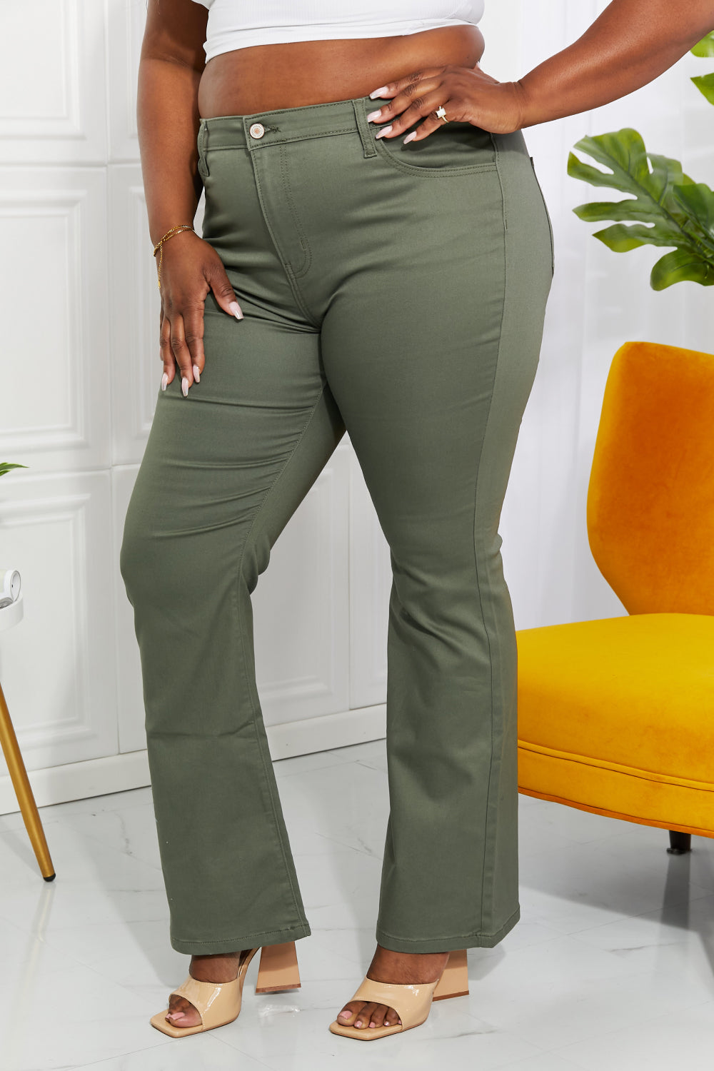 High Rise Bootcut Color Denim Pants