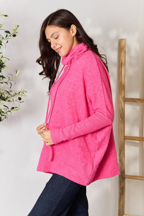 Brushed Melange Hacci Cowl Neck Sweater