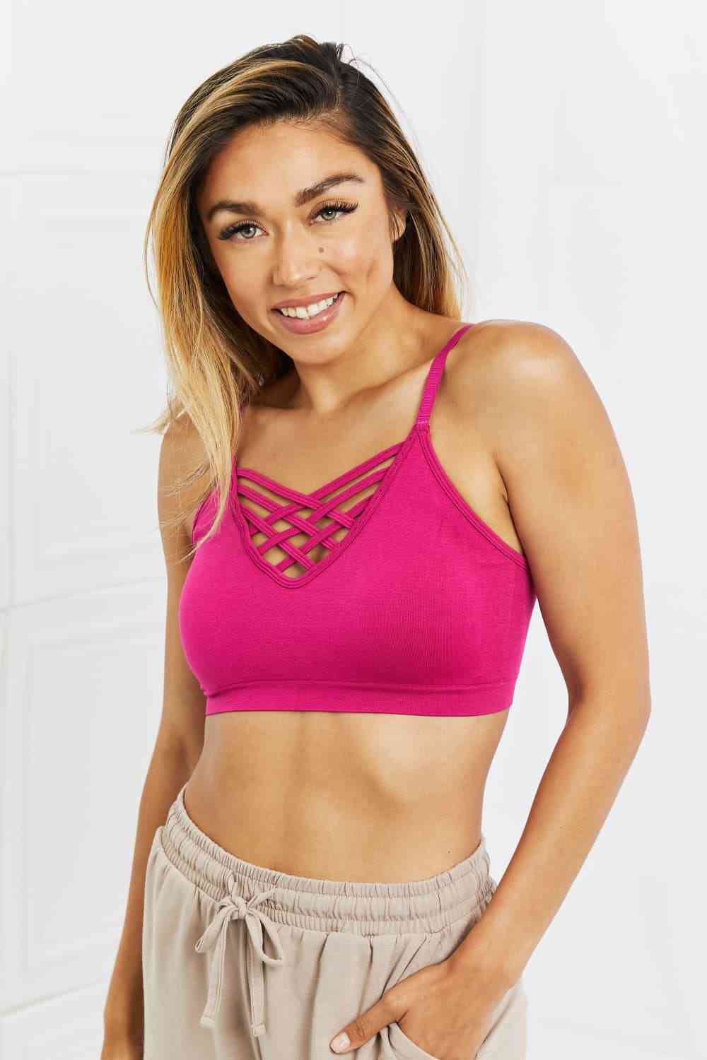Front V-lattice Bralette With Removable Bra Pads