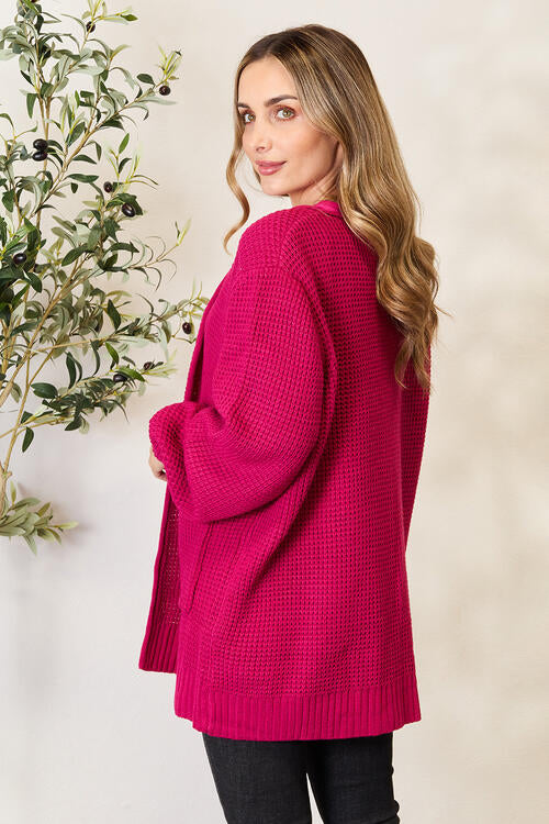 Low Gauge Waffle Open Cardigan Sweater