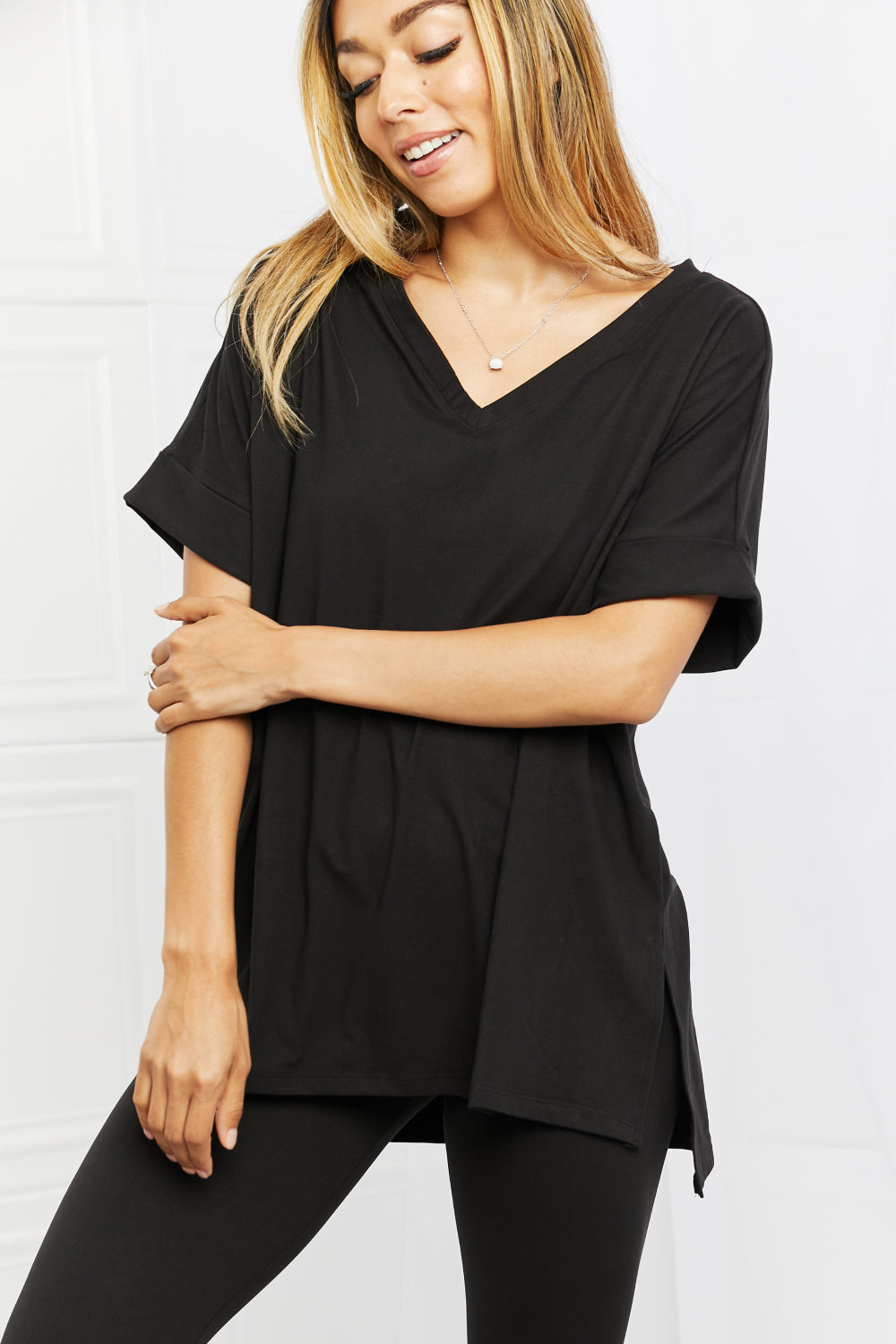 Brushed DTY Microfiber Loungewear Set (V-Neck Short Sleeve)