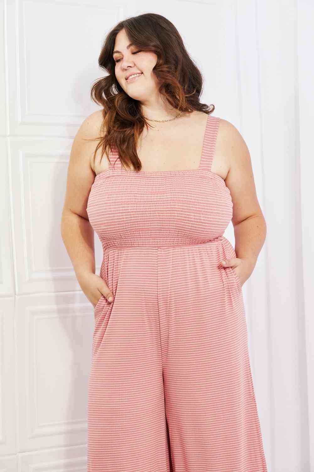 Smocked Top Striped Jumpsuit