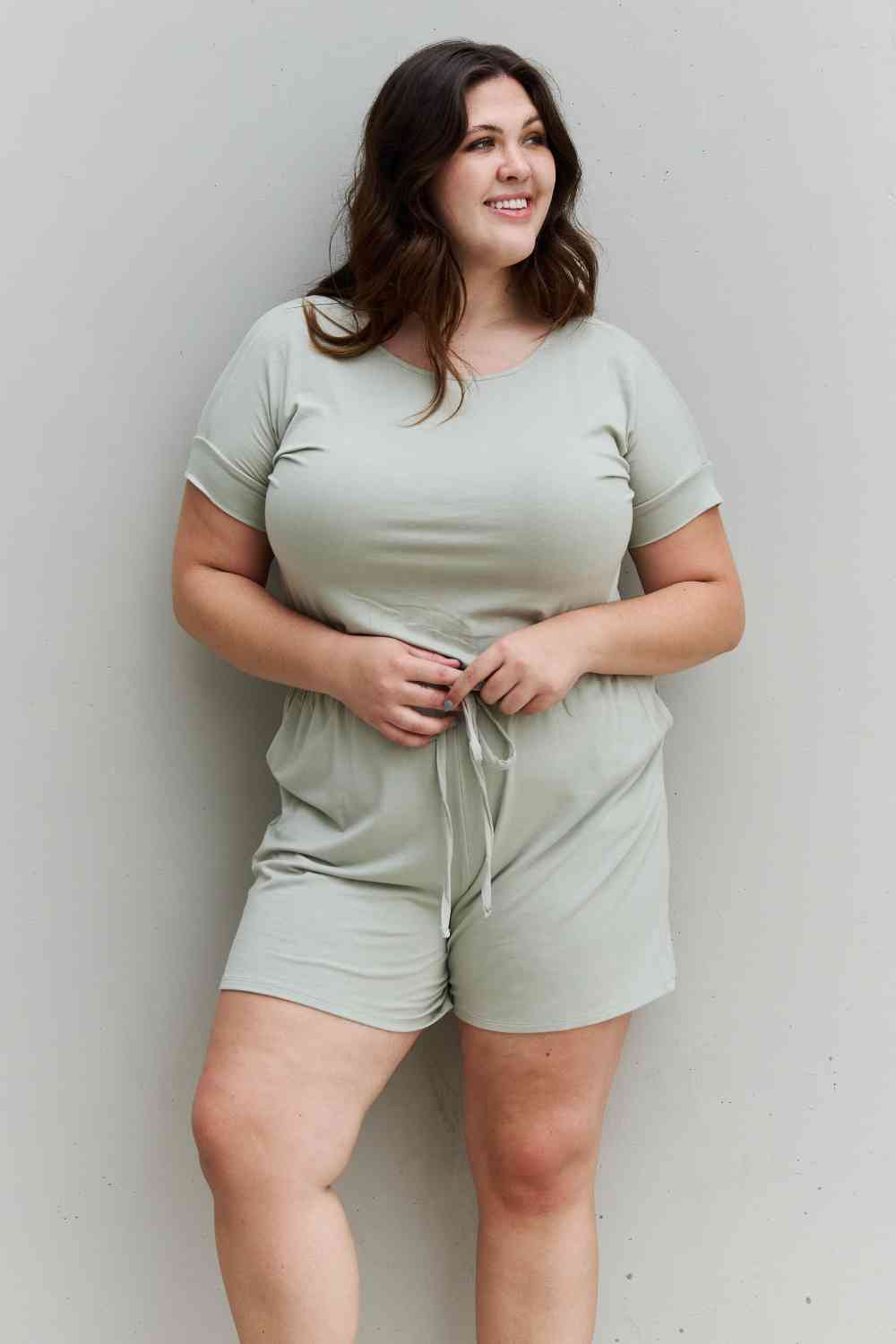 Romper With Elastic Waist & Back Keyhole Opening