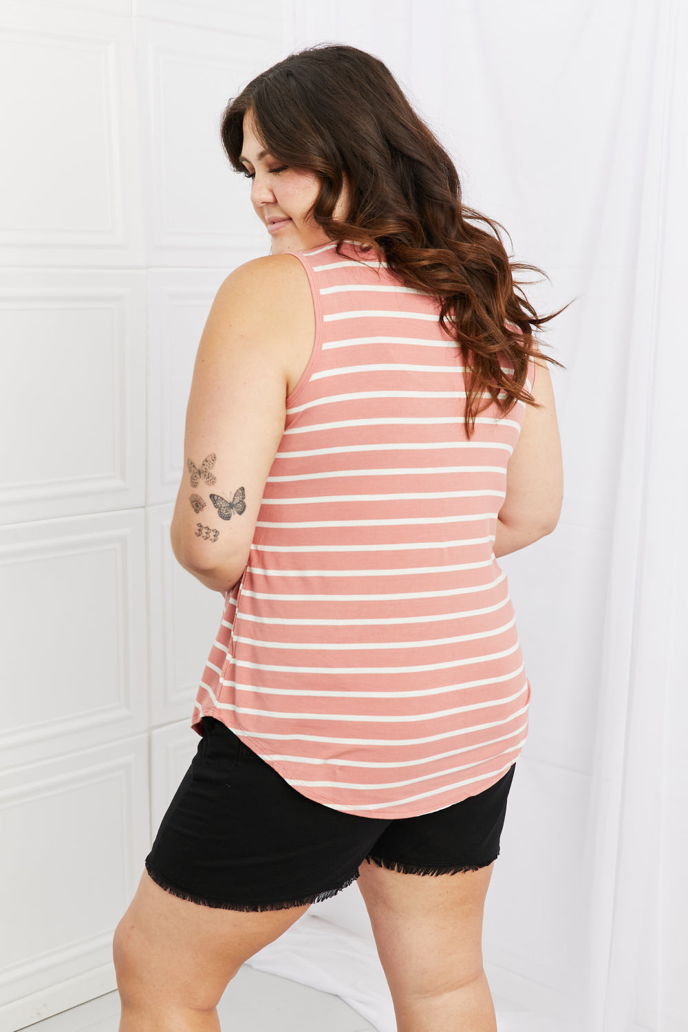 Stripe Sleeveless V-Neck Top