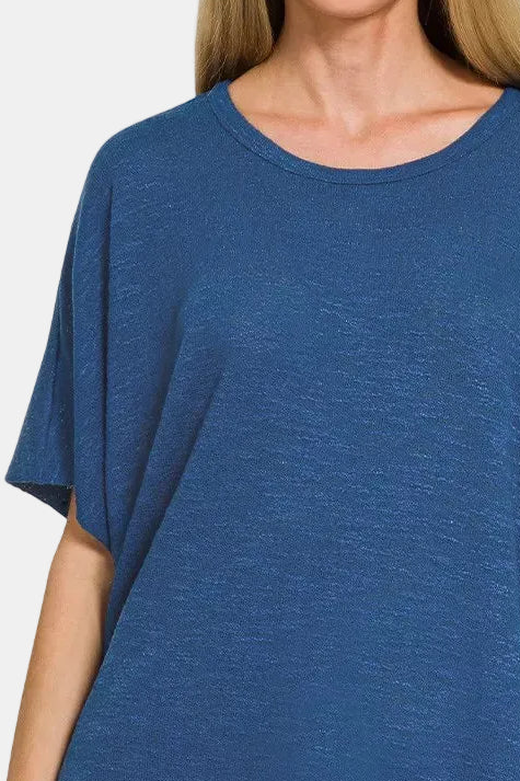 Oversized Slub Hacci Top / LT NAVY
