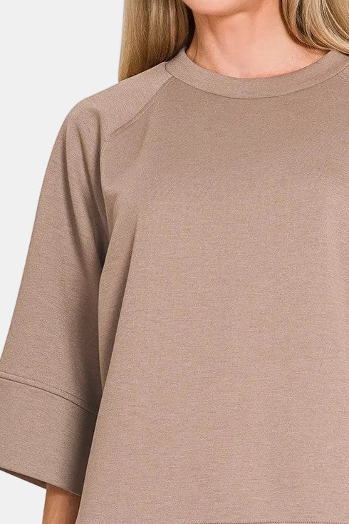 Scuba 3/4 Sleeve Pullover / COCOA