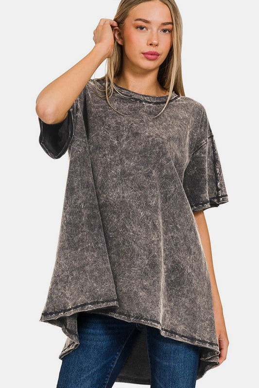 Washed Cotton Drop Shoulder Oversized Top