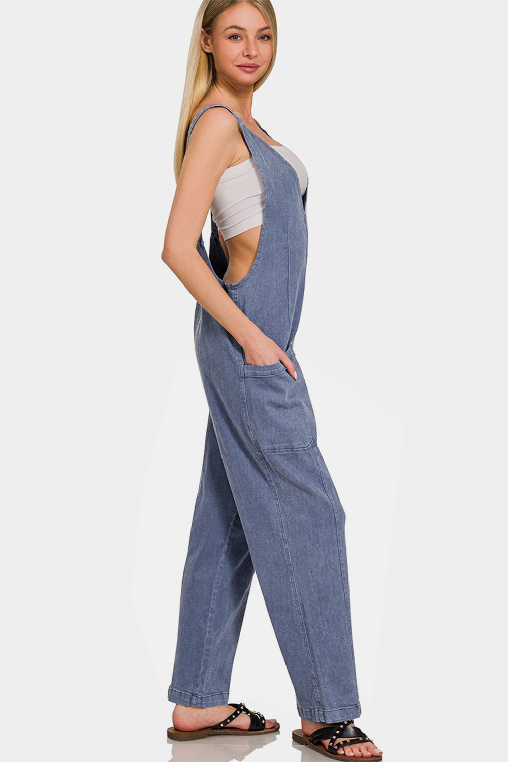 Casual Adjustable Strap Baggy Jumpsuit With Pocket