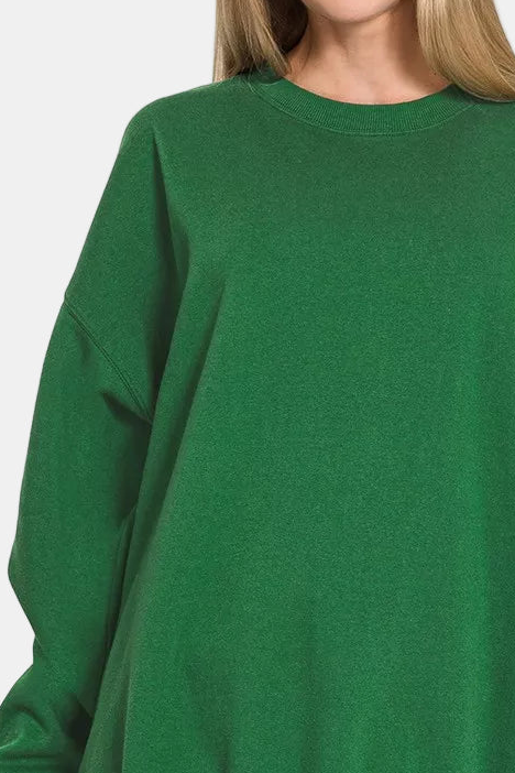 Fleece Tunic Sweatshirt / DK GREEN