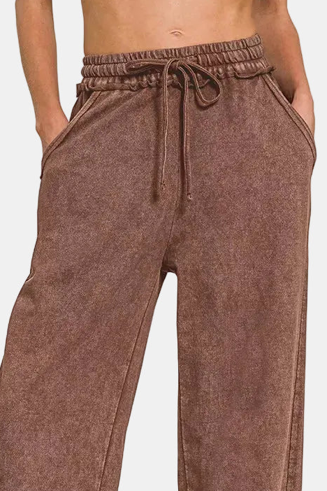 Washed French Terry Sweatpants / BROWN