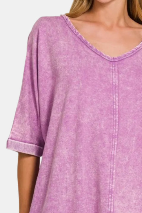 Acid-Washed French Terry Tee Shirt Dress / B VIOLET