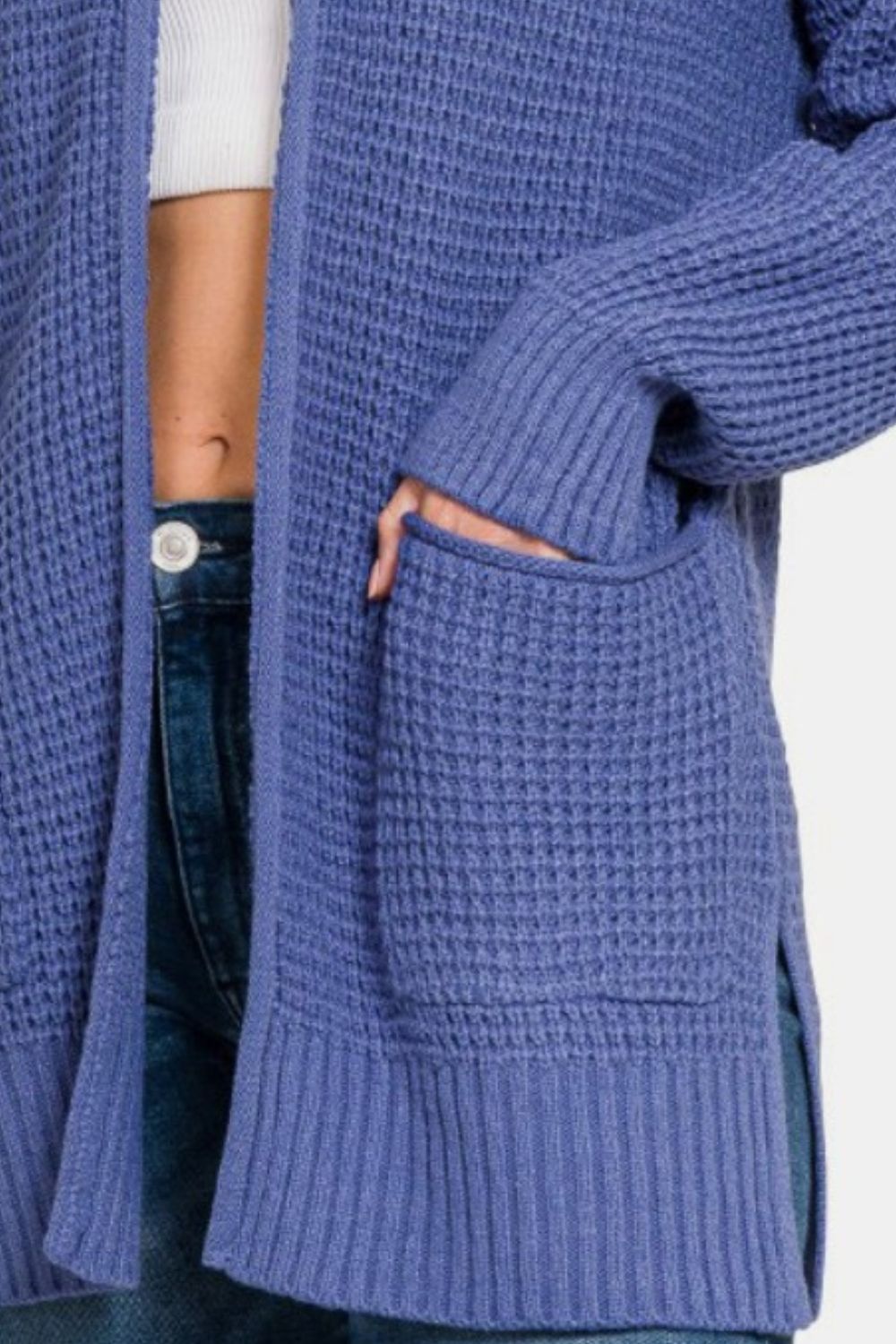 Low Gauge Waffle Open Cardigan Sweater