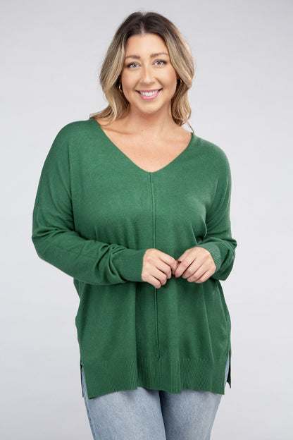 FINAL SALE - Plus Garment Dyed Front Seam Sweater