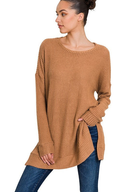 Brushed Thermal Waffle Round Neck Sweater