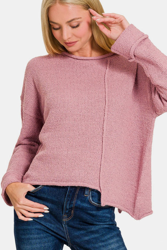 Asymmetric Hem Sweater / LT ROSE