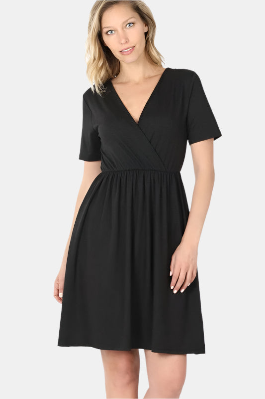 Brushed DTY Buttery Soft Fabric Surplice Dress