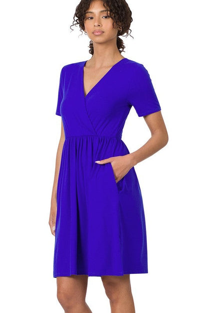 Brushed DTY Buttery Soft Fabric Surplice Dress