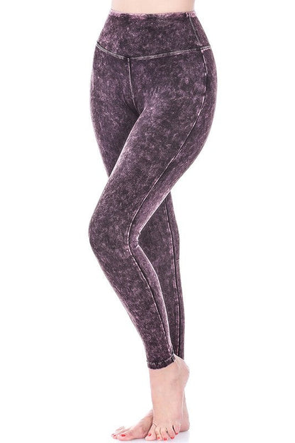 Mineral Washed Wide Waistband Yoga Leggings