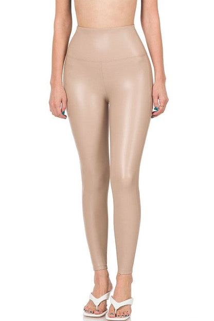 High Rise Faux Leather Leggings