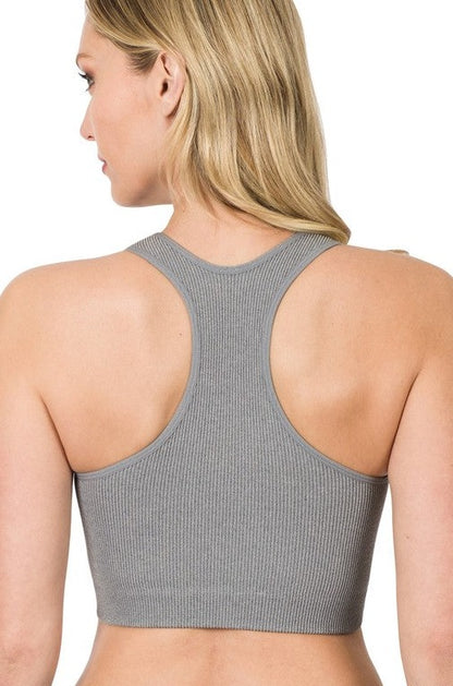 Ribbed Cropped Racerback Tank Top