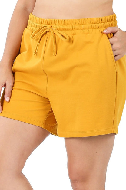 Plus French Terry Drawstring Waist Shorts