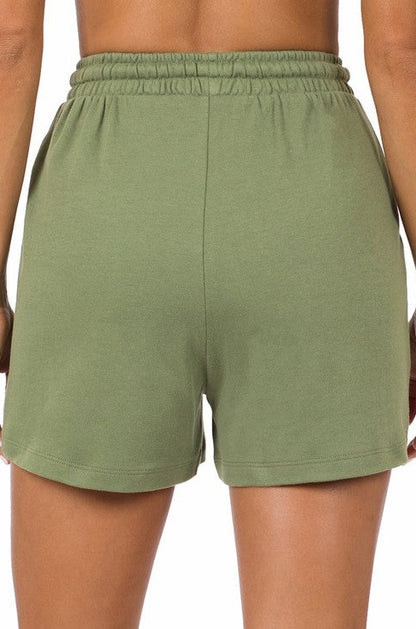 Cotton Drawstring Waist Shorts