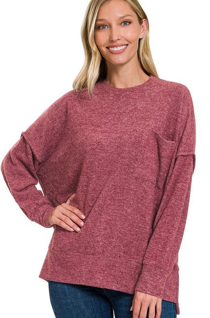 Brushed Melange Drop Shoulder Oversized Sweater