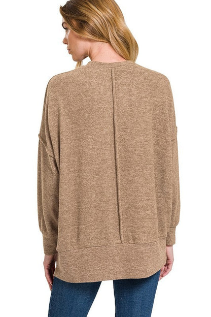 Brushed Melange Drop Shoulder Oversized Sweater