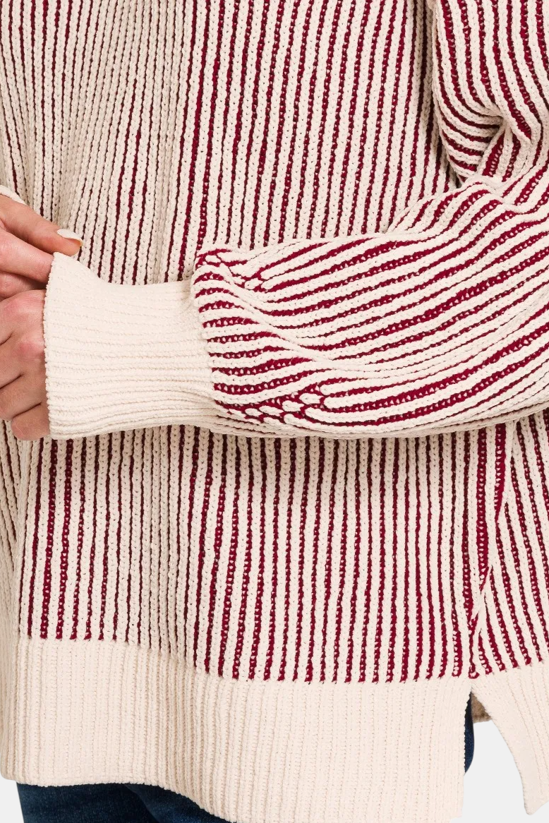 Two Tone Crewneck Sweater / CABERNET