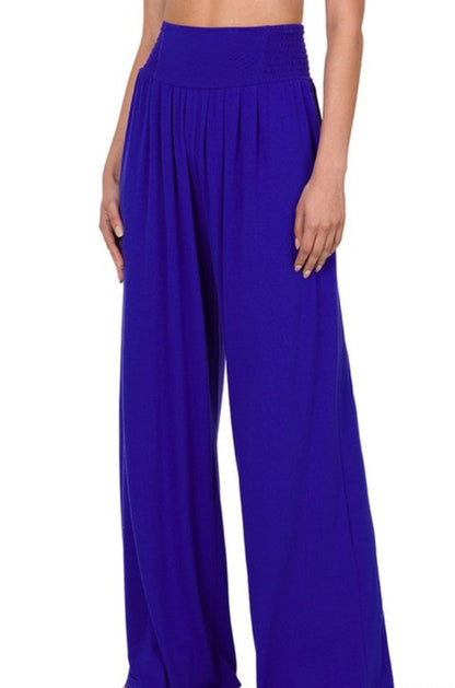 Smocked Waist Wide Leg Pants