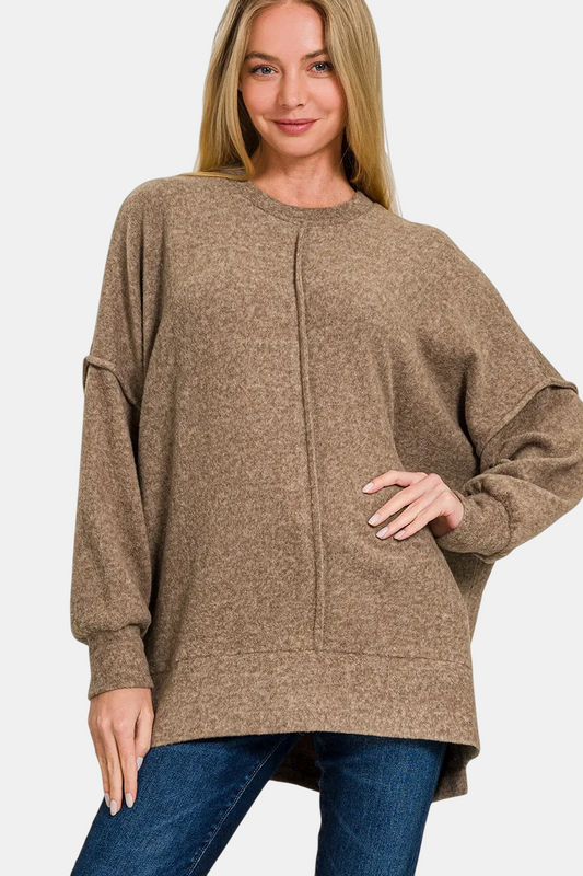 Brushed Melange Hacci Oversized Sweater / MOCHA