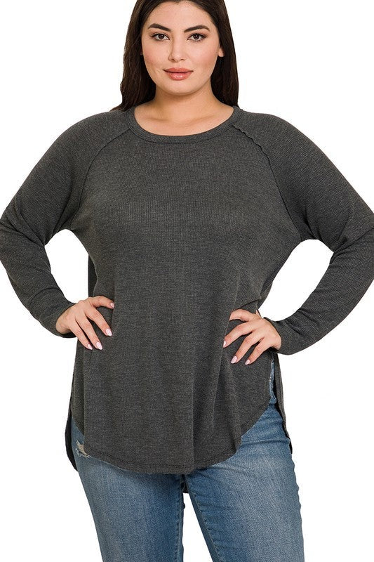 Plus Baby Waffle Raglan Sleeve Top