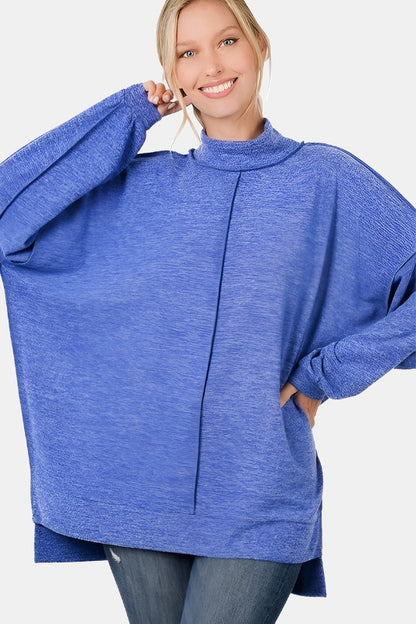 Brushed Melange Hacci Mock Neck Sweater