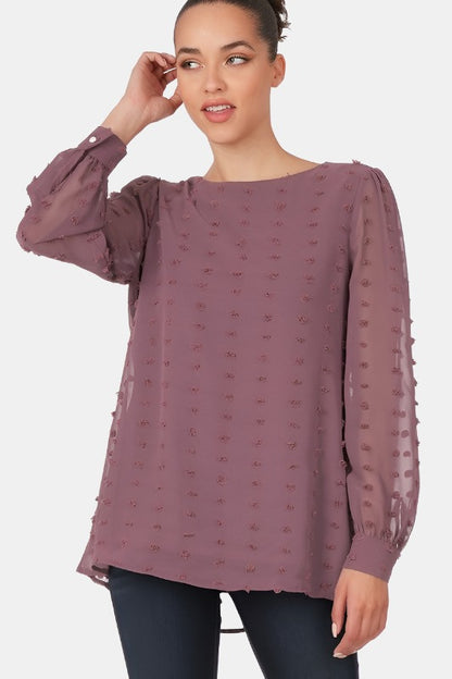 Swiss Dot Round Neck Blouse