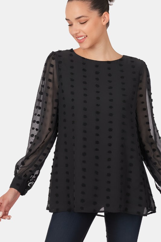 Swiss Dot Round Neck Blouse