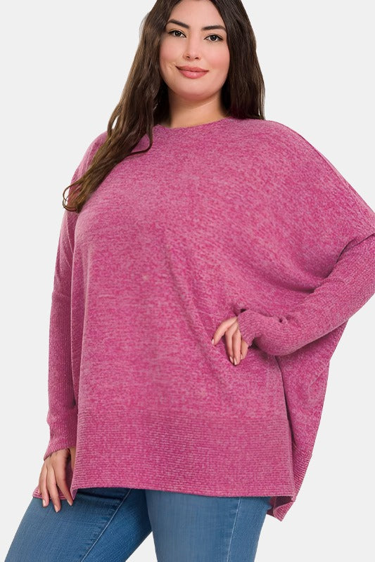 Plus Brushed Melange Hacci Oversized Sweater