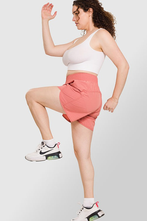 Zenana Plus Windbreaker Smocked Waistband Running Shorts