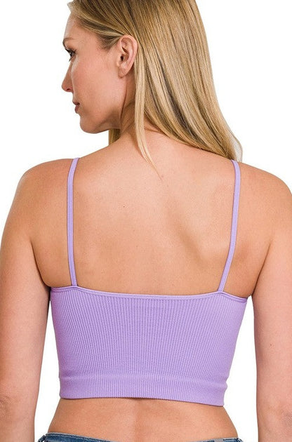 Ribbed Seamless Cropped Cami with Bra Pads