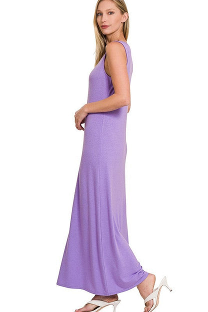 Sleeveless Flared Scoop Neck Maxi Dress