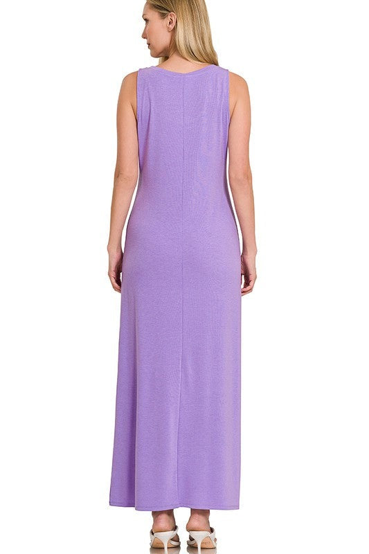 Sleeveless Flared Scoop Neck Maxi Dress