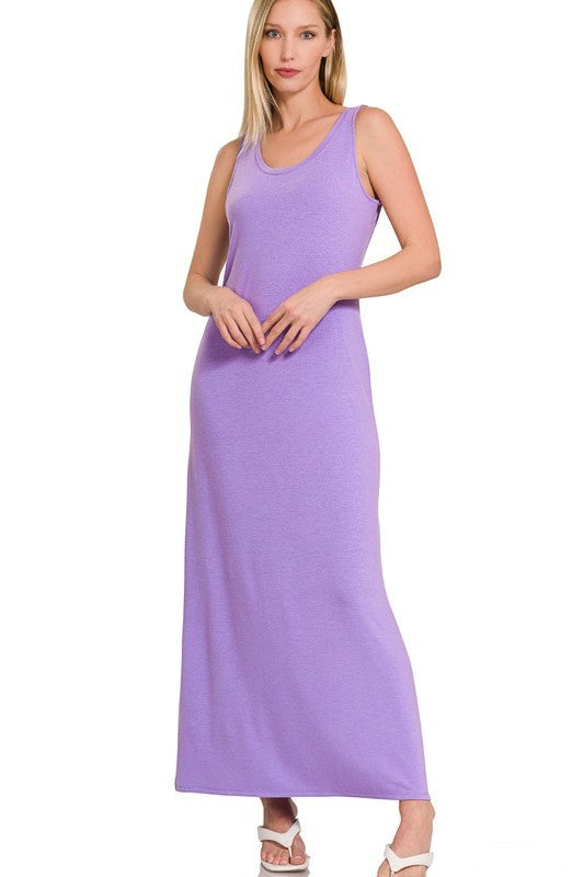 Sleeveless Flared Scoop Neck Maxi Dress