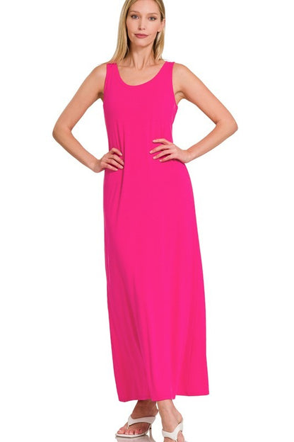 Sleeveless Flared Scoop Neck Maxi Dress